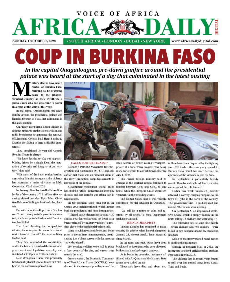 AFRICA DD – October 2, 2022